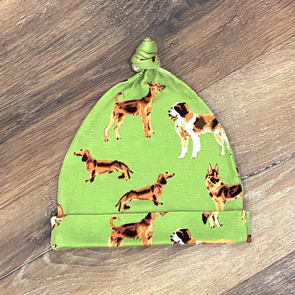 Milkbarn Green Dog Infant Knot Hat Animals 3-6m